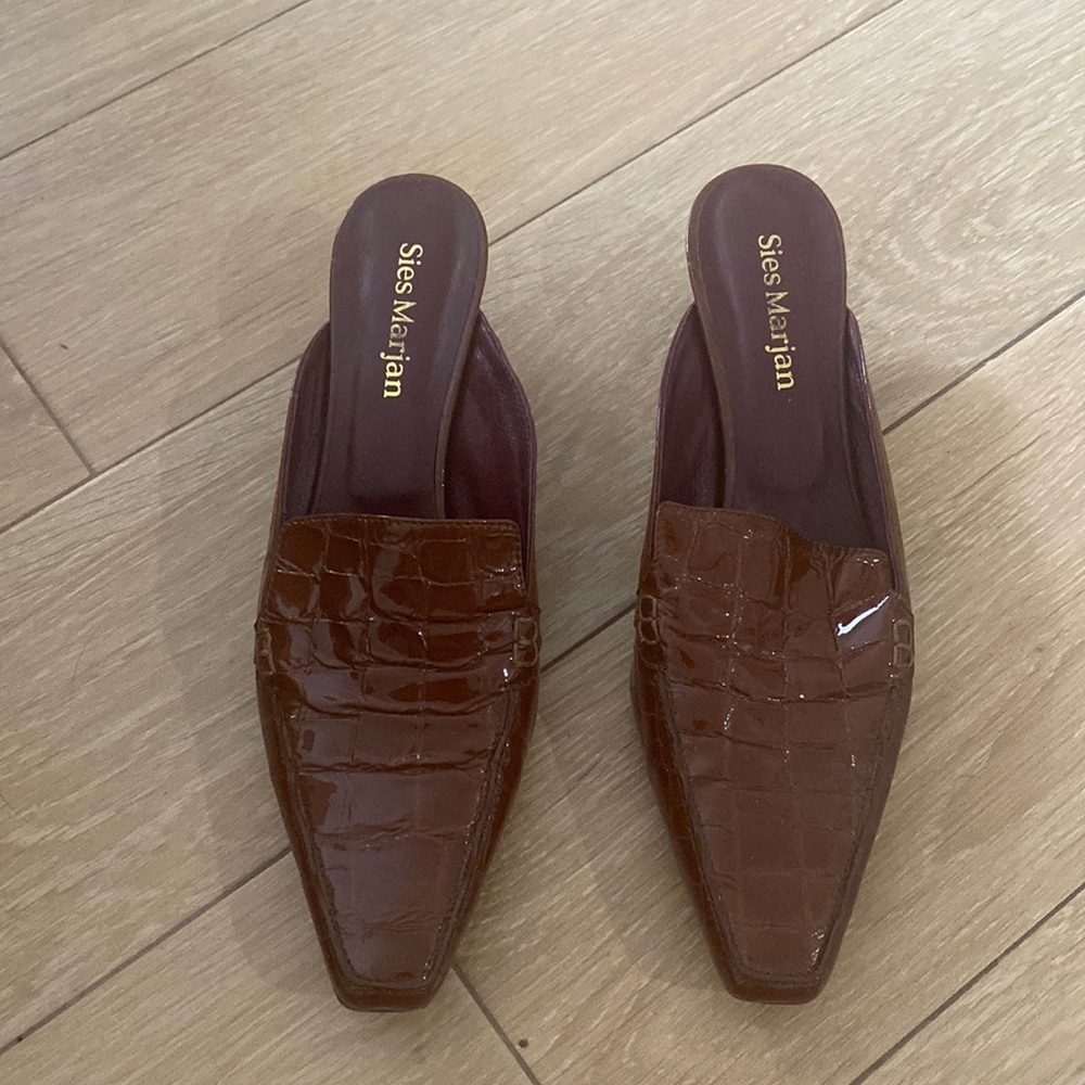 Sies Marjan Brown Patent Mules size 39